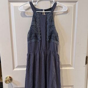 Purple-Gray Sleeveless Lace Dress